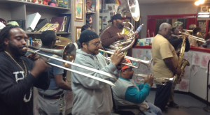 hot 8 brass band at eyecandy tattoo